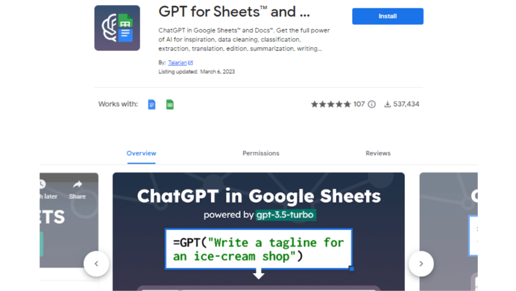 GPT For Sheets