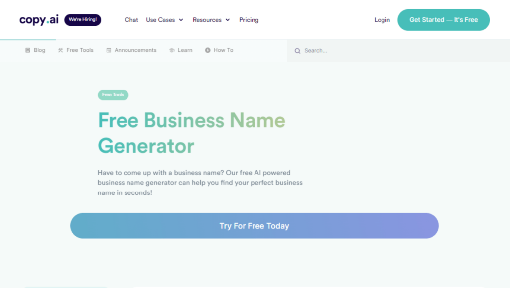 Copy AI Business Name Generator