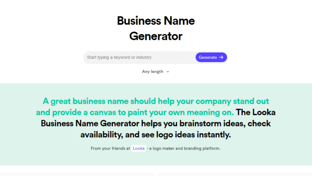 Looka Business Name Generator